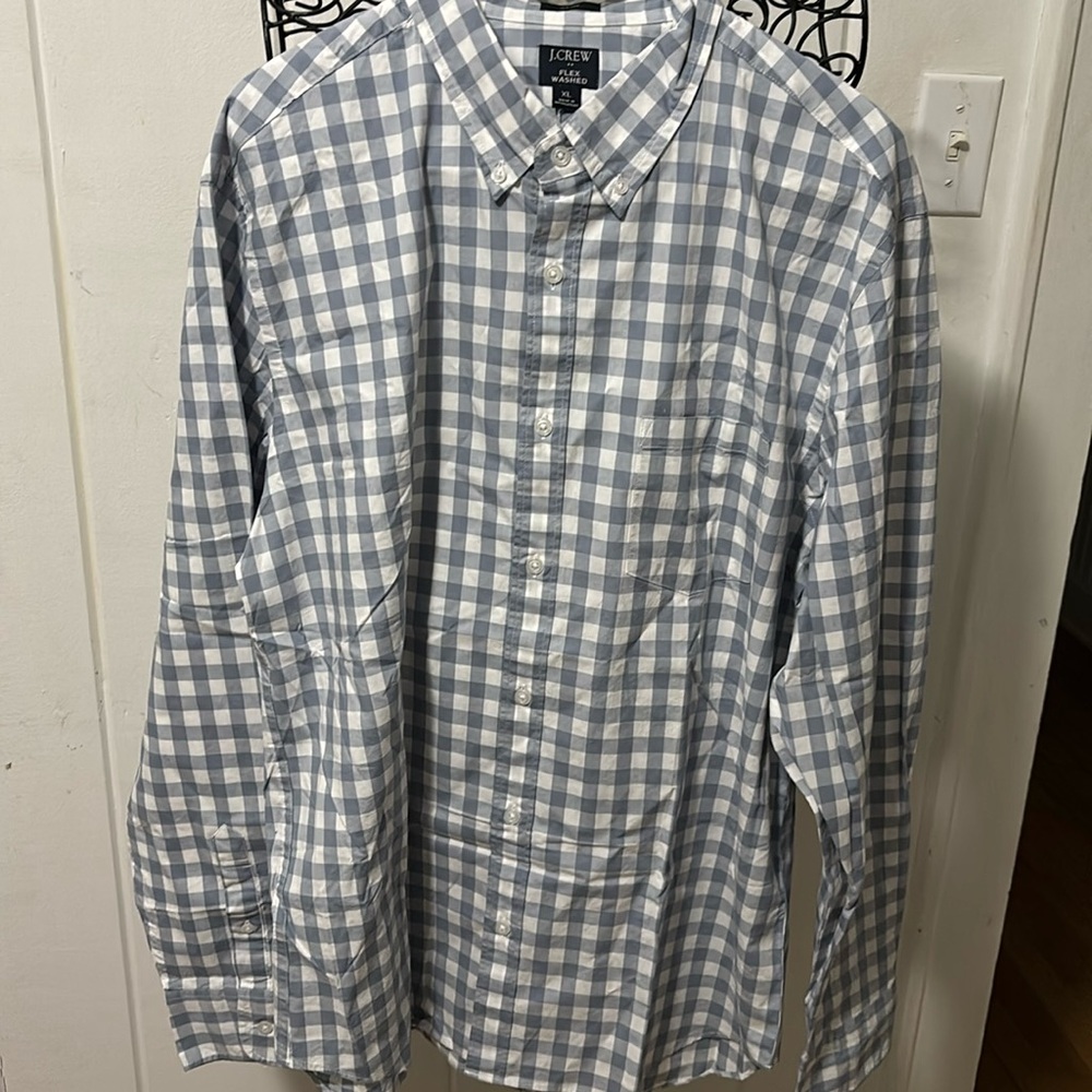 J Crew gray check poplin shirt